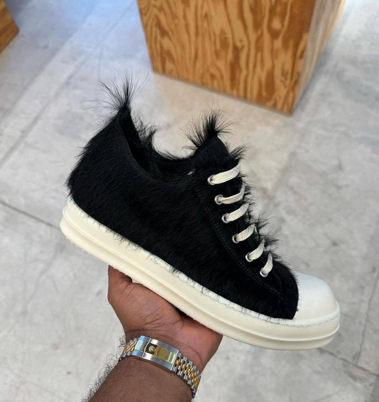 Rick Owens Strobe Low 'Black Cow Fur