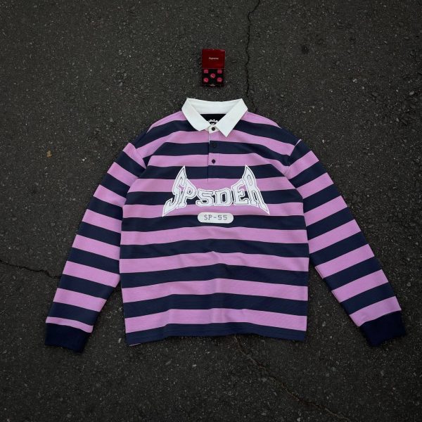 The Sp5der T&F Patch Rugby Shirt 'Pink/Navy'