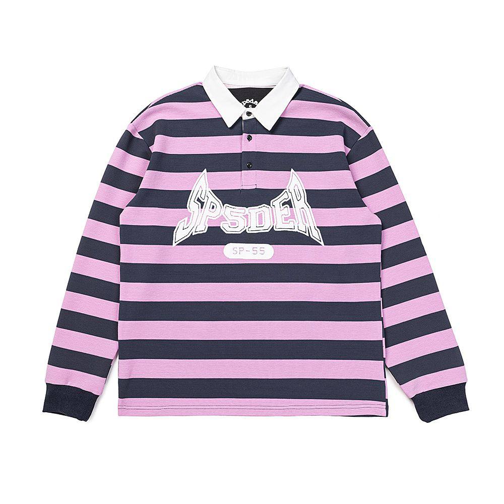 The Sp5der T&F Patch Rugby Shirt 'Pink/Navy'