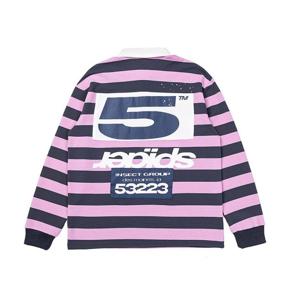 The Sp5der T&F Patch Rugby Shirt 'Pink/Navy'