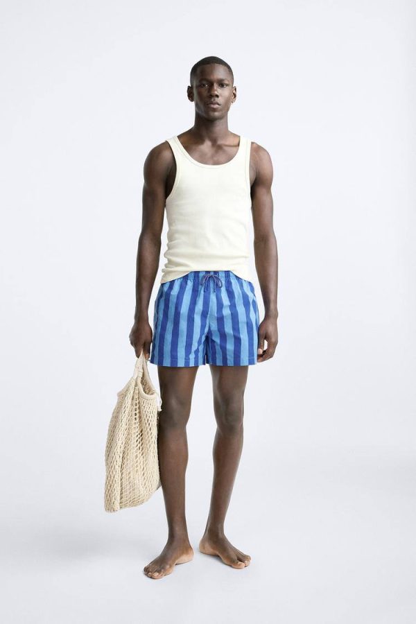 Zara  regular stripped swimming trunk