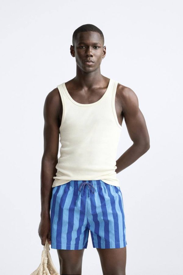 Zara  regular stripped swimming trunk