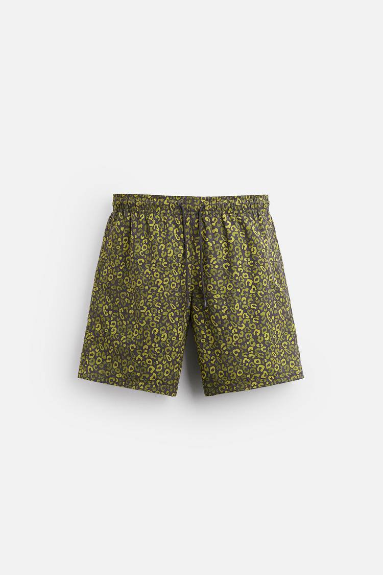 Zara  Long Animal Print Swimming Trunk