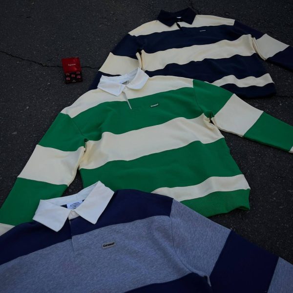 THE COVERNAT UNISEX STRIPES RUGBY SWEATSHIRT