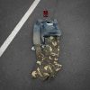 Distress Patch Camouflage Baggy Denim