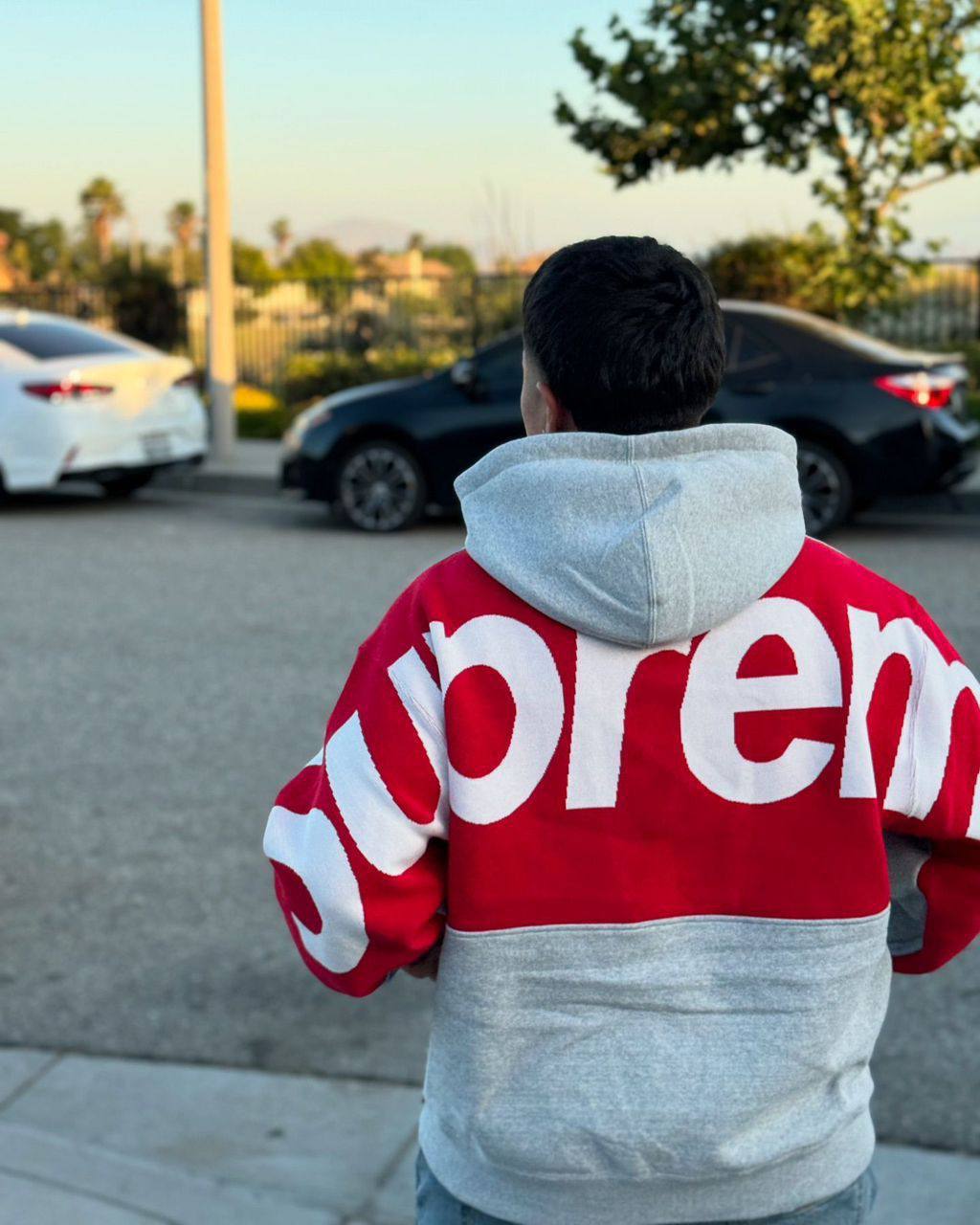 THE SUPREME BIG LOGO JACQUARD HOODED SWEATSHIRT