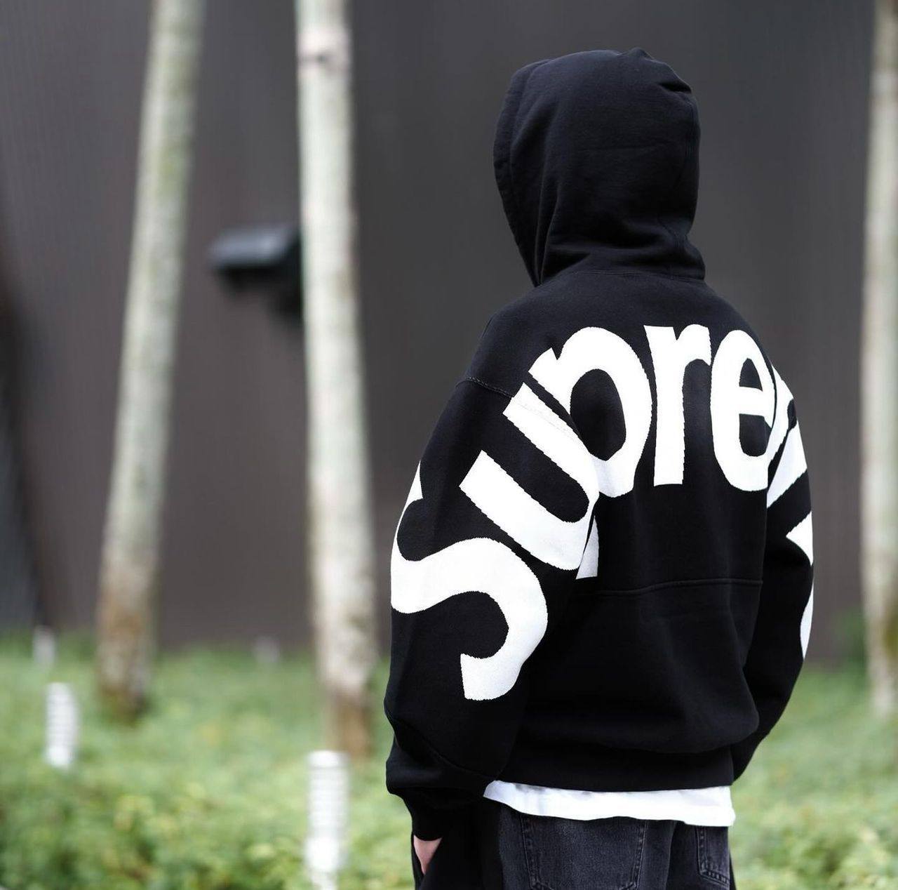 THE SUPREME BIG LOGO JACQUARD HOODED SWEATSHIRT