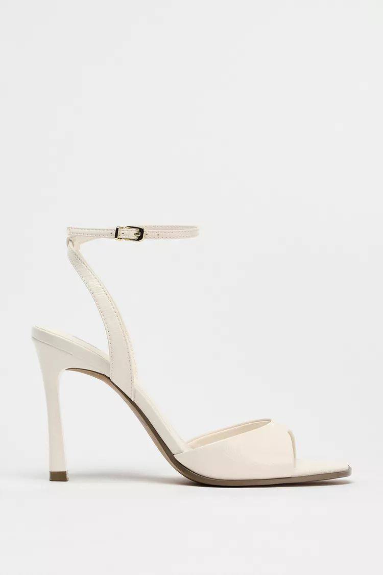 PATENT- FINISH HIGH-HEEL SANDALS