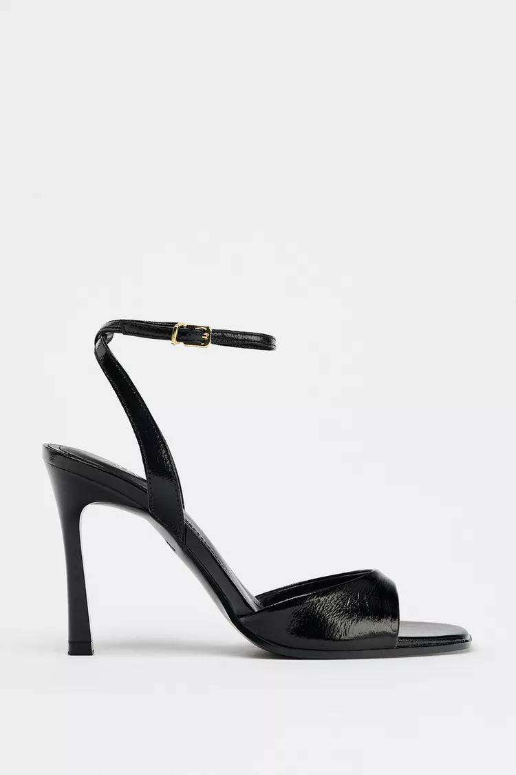 PATENT- FINISH HIGH-HEEL SANDALS