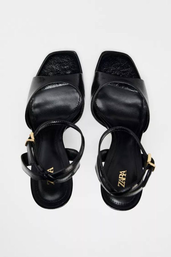 PATENT- FINISH HIGH-HEEL SANDALS