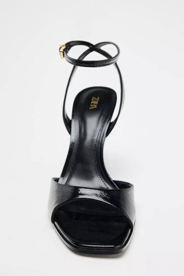 PATENT- FINISH HIGH-HEEL SANDALS