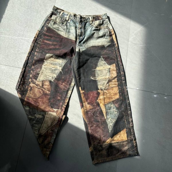 3D Patch Distressed Baggy  Jeans