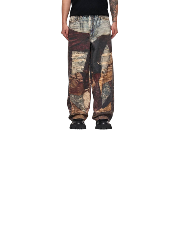 3D Patch Distressed Baggy  Jeans