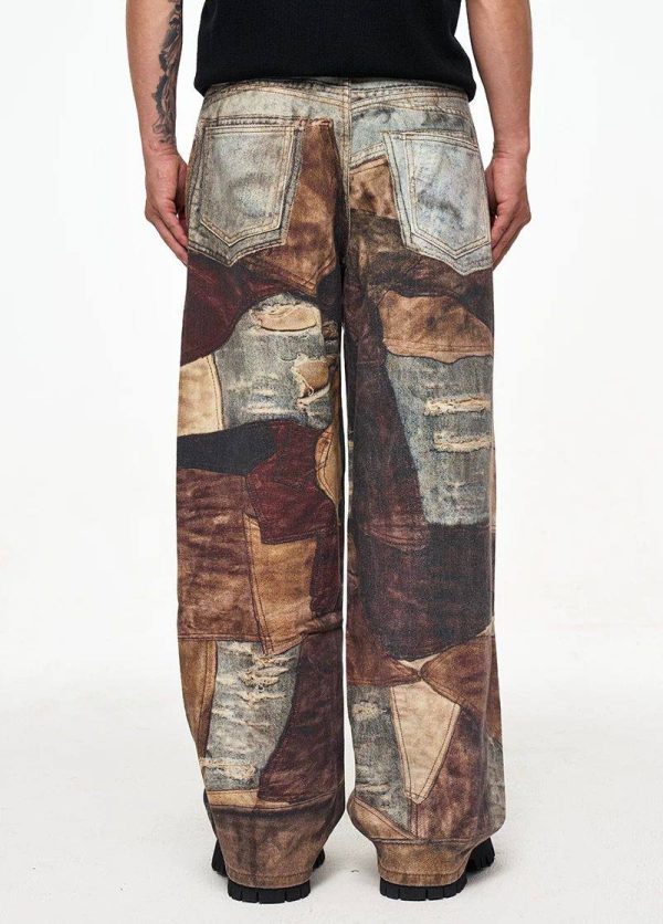 3D Patch Distressed Baggy  Jeans