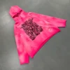 Bold cherub print Hoodie with ragged raw cut-off edges
