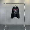 Liberty print raw cut-off edges hoodie