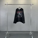 Liberty print raw cut-off edges hoodie