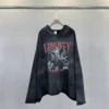 Liberty print raw cut-off edges hoodie