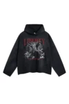 Liberty print raw cut-off edges hoodie