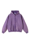 Vintage-Wash Zip PURPLE Hoodie