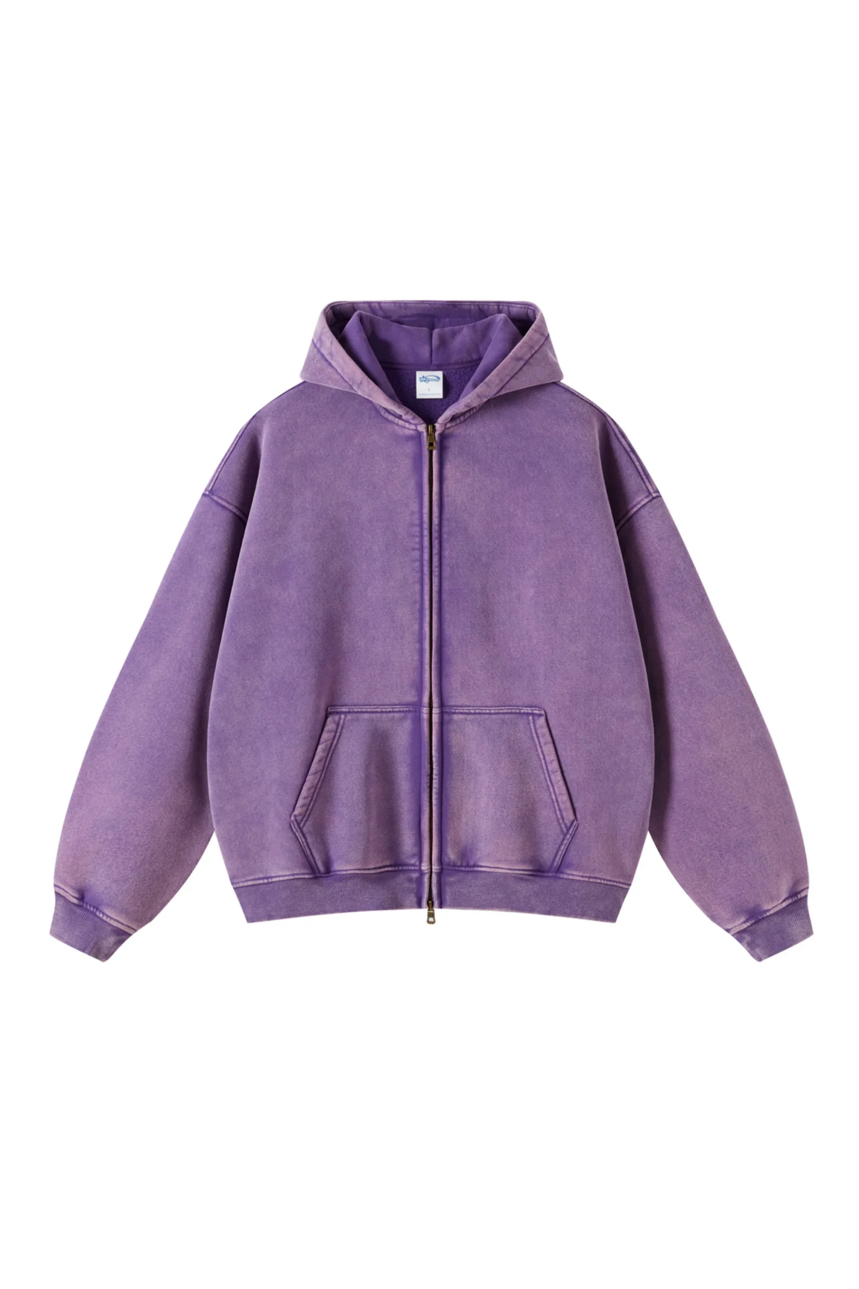 Vintage-Wash Zip PURPLE Hoodie