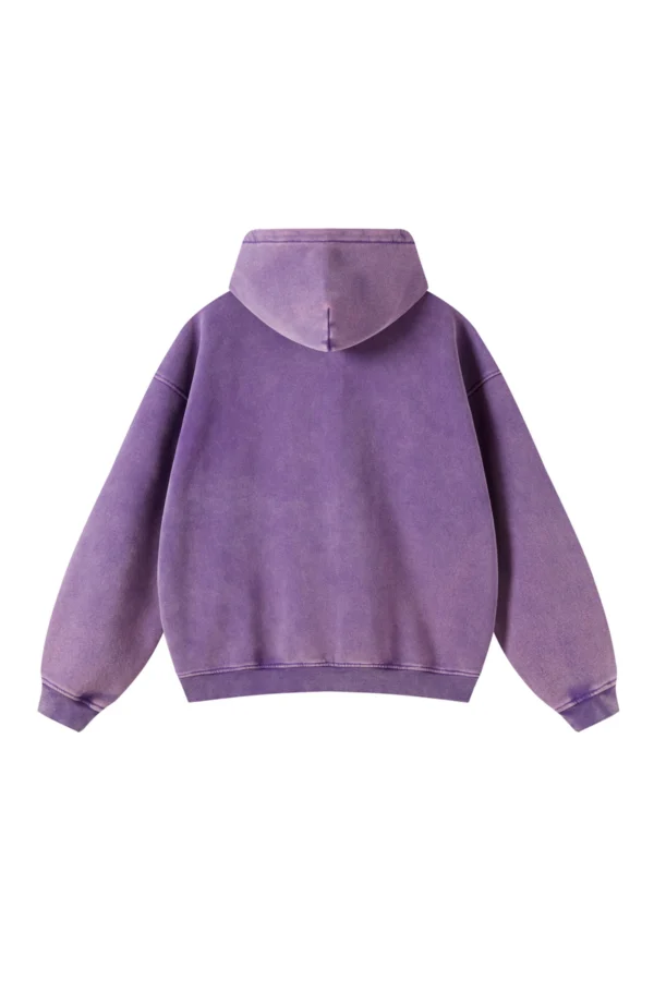 Vintage-Wash Zip PURPLE Hoodie