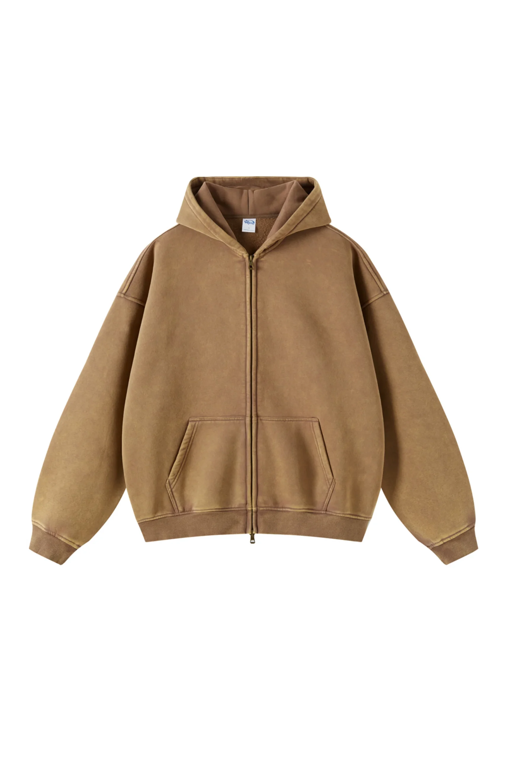 Vintage-Wash desert brown Zip Hoodie