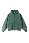 Vintage-Wash Zip Hoodie – Emerald Green