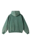 Vintage-Wash Zip Hoodie – Emerald Green