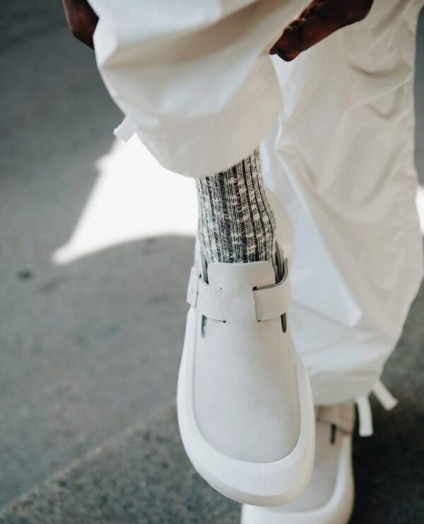 THE  BIRKENSTOCK REYKJAVIK NUBUCK LEATHER IN ANTIQUE  WHITE  AND PREMIUM  FINISH