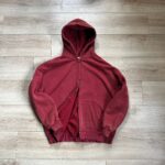 Vintage-Wash RUST RED Zip Hoodie