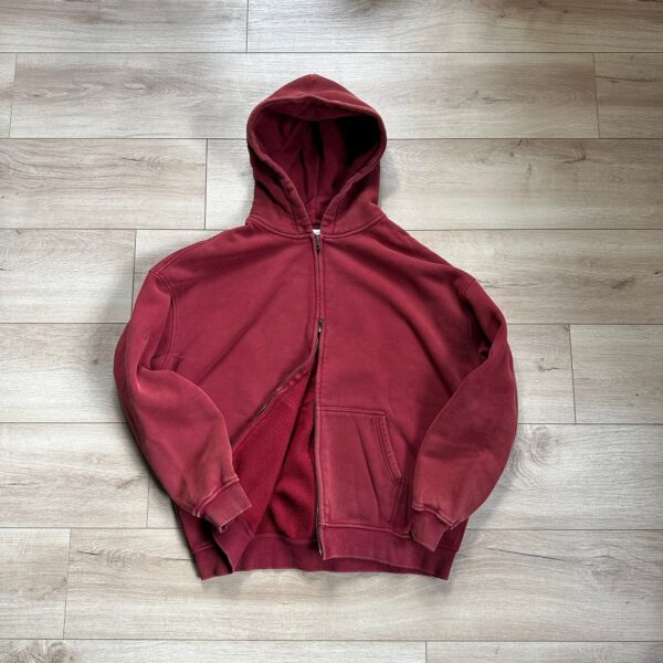 Vintage-Wash RUST RED Zip Hoodie