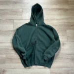 Vintage-Wash Zip Hoodie – Emerald Green