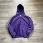 Vintage-Wash Zip PURPLE Hoodie