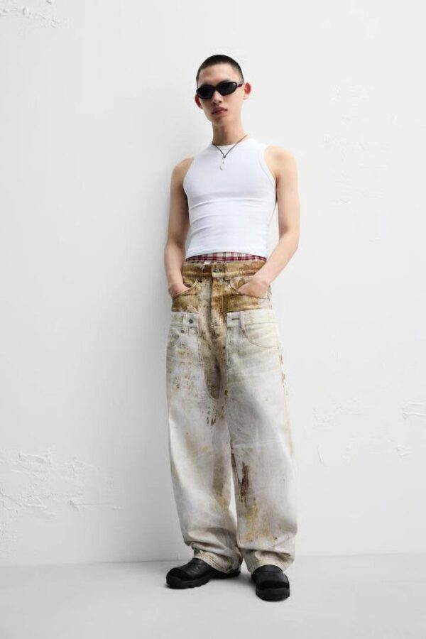 Zara x Andersson Bell Double Waistband Printed Jeans