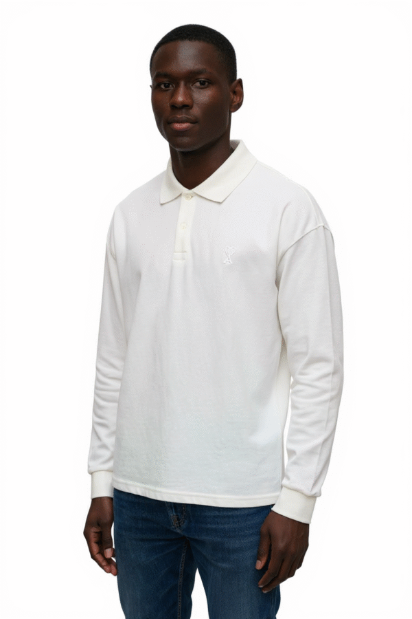 AMI Paris White Ami De Cœur Long-Sleeve Polo Shirt