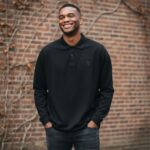 AMI Paris Black Ami De Cœur Long-Sleeve Polo Shirt
