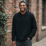AMI Paris Black Ami De Cœur Long-Sleeve Polo Shirt