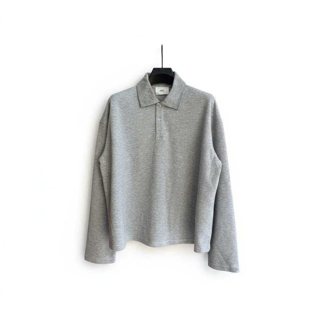 AMI Paris Grey Ami De Cœur Long-Sleeve Polo Shirt