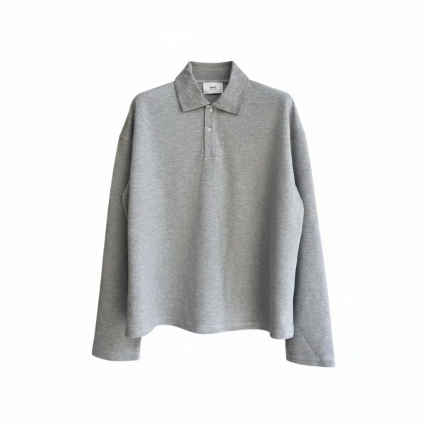 AMI Paris Grey Ami De Cœur Long-Sleeve Polo Shirt