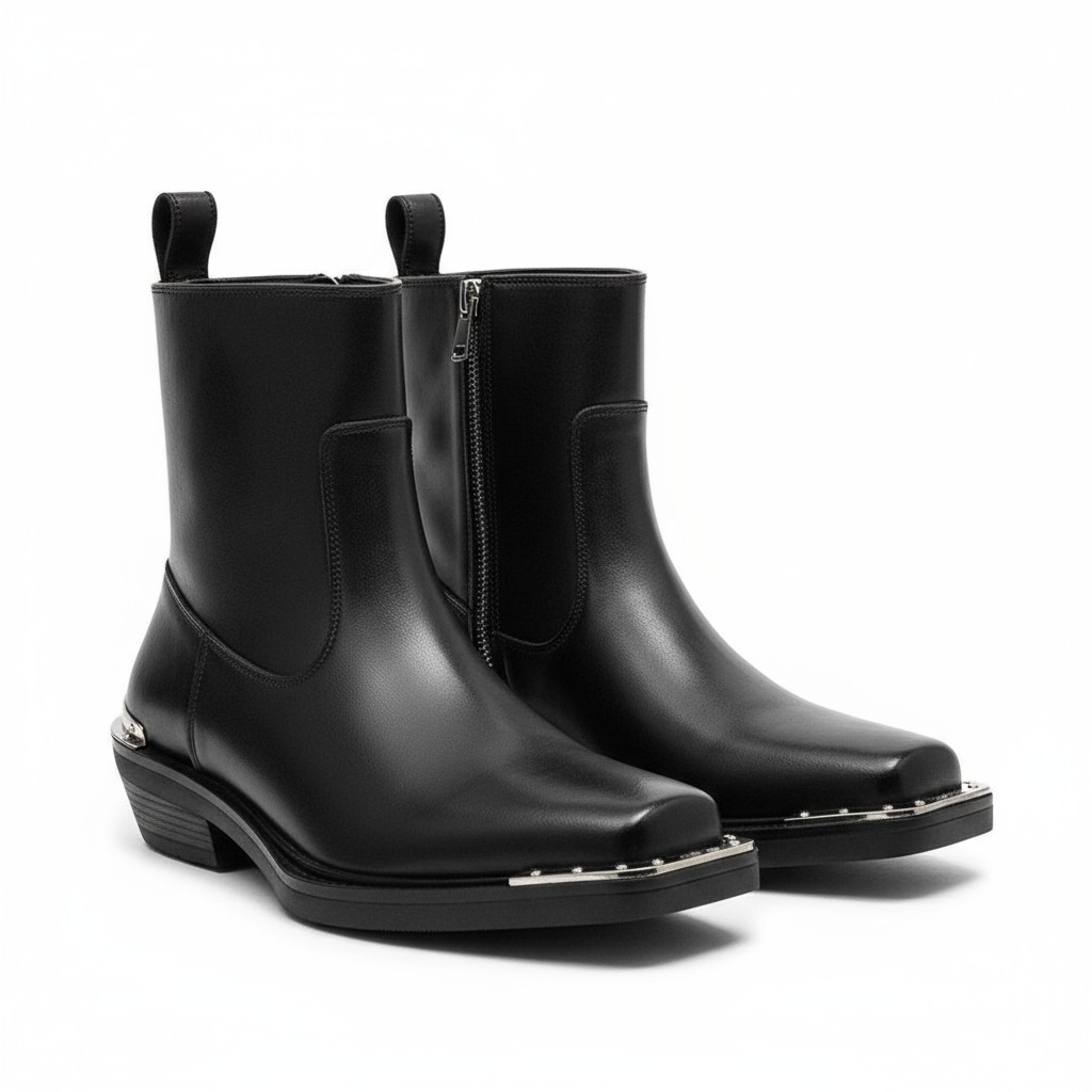 Black boot 2 DALLAS WESTERN ANKLE METAL-TOE BOOTS