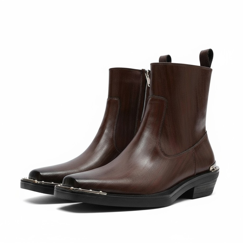 Brown Boot 5 DALLAS WESTERN ANKLE METAL-TOE BOOTS