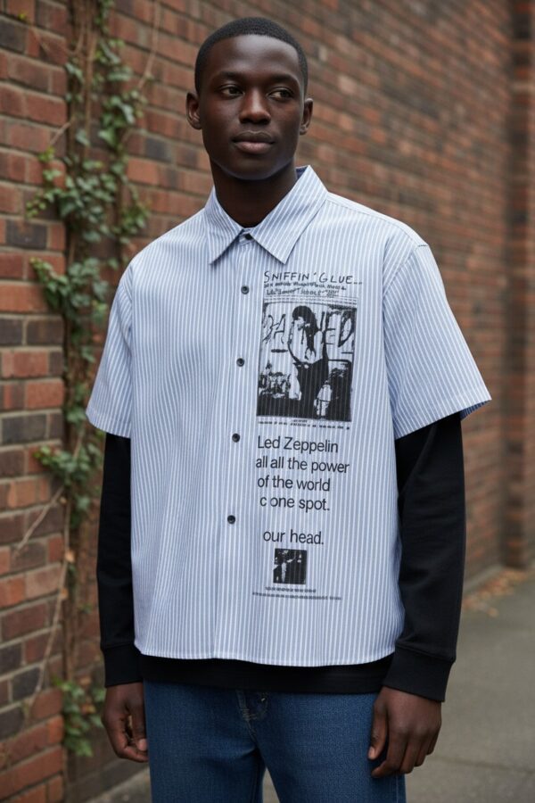 MCCANN CONCEPT Graphic Striped Layered Shirt