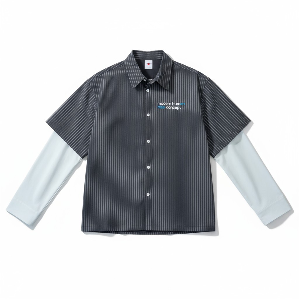 MCCANN CONCEPT Layered Pinstripe Shirt