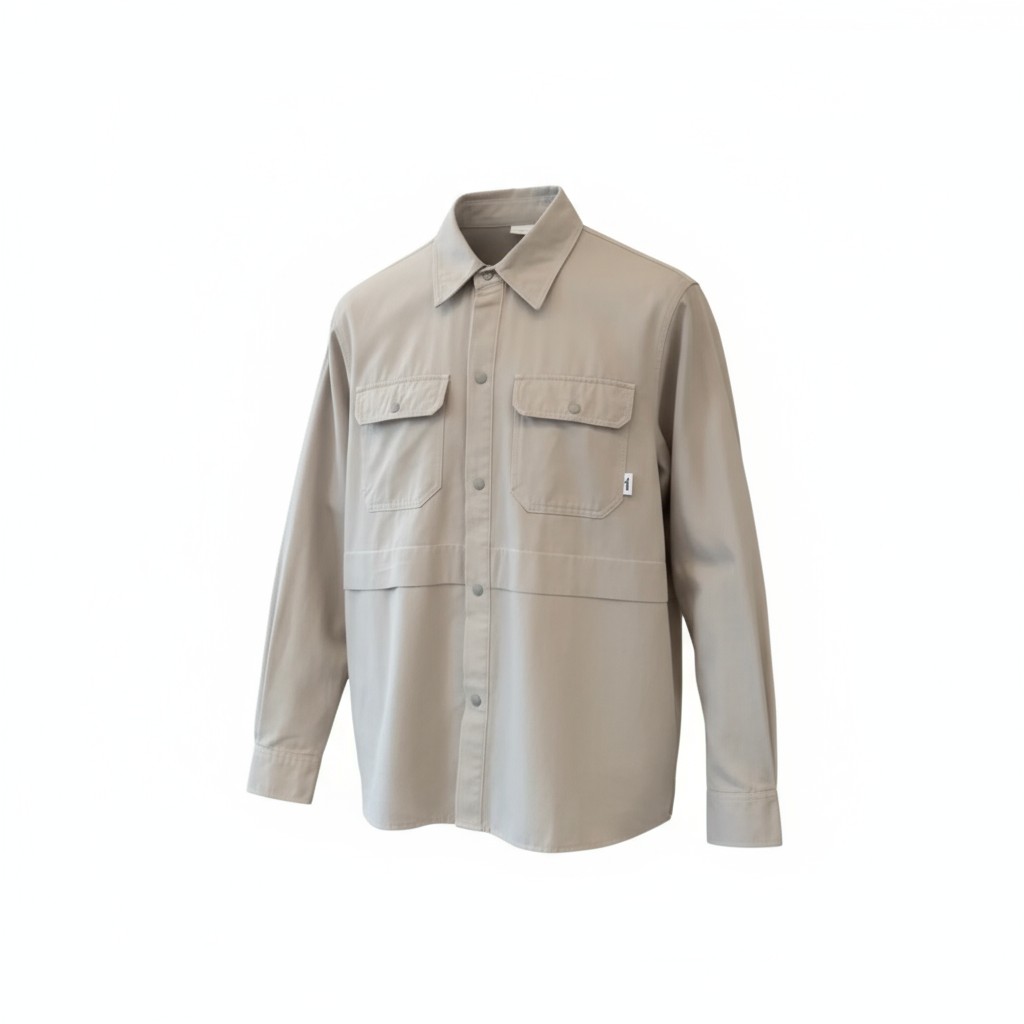 khaki long-sleeve utility shirt