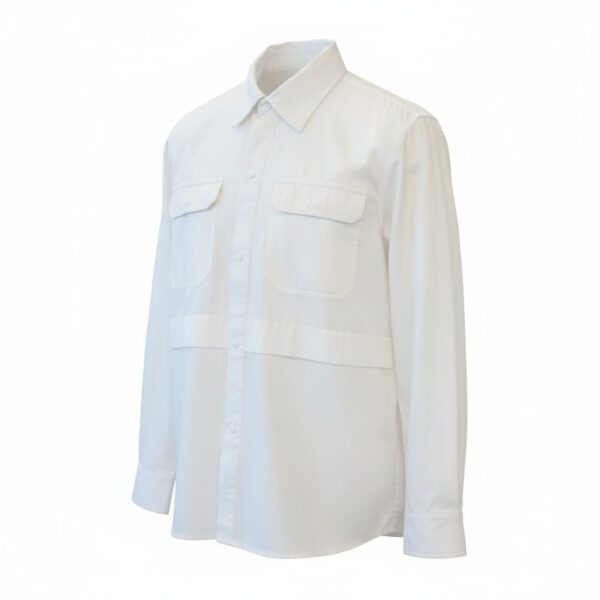 Premium White Long-Sleeve Utility Shirt