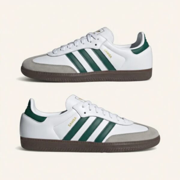 Adidas samba OG Cloud White : Collegiate Green : Clear Granite