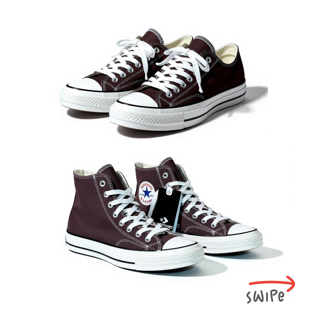 COMME des GARÇONS PLAY x CONVERSE Chuck 70 High & Low-Top Sneaker in Dark Burgundy/Brown