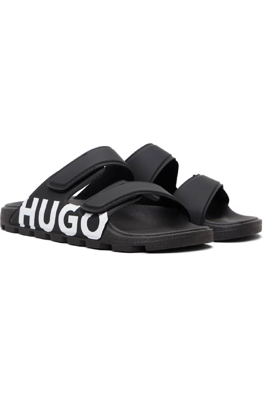 The HUGO Logo Double-Strap Touch-Closure Sandals