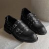 THE BLACK LEATHER  BUCKLED HEELED LOAFERS